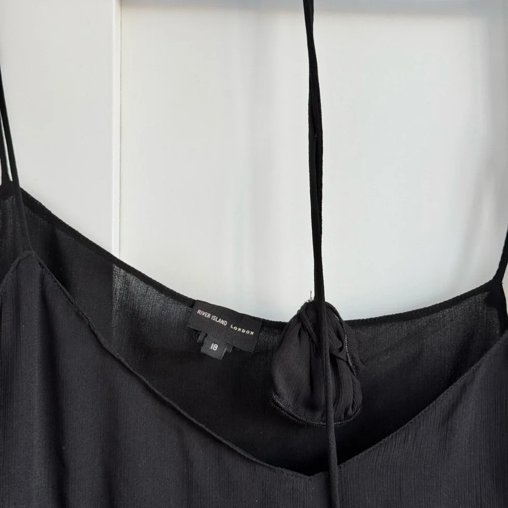 River Island Black Layered Cami with Corsage, US 14 - Picture 2 of 2